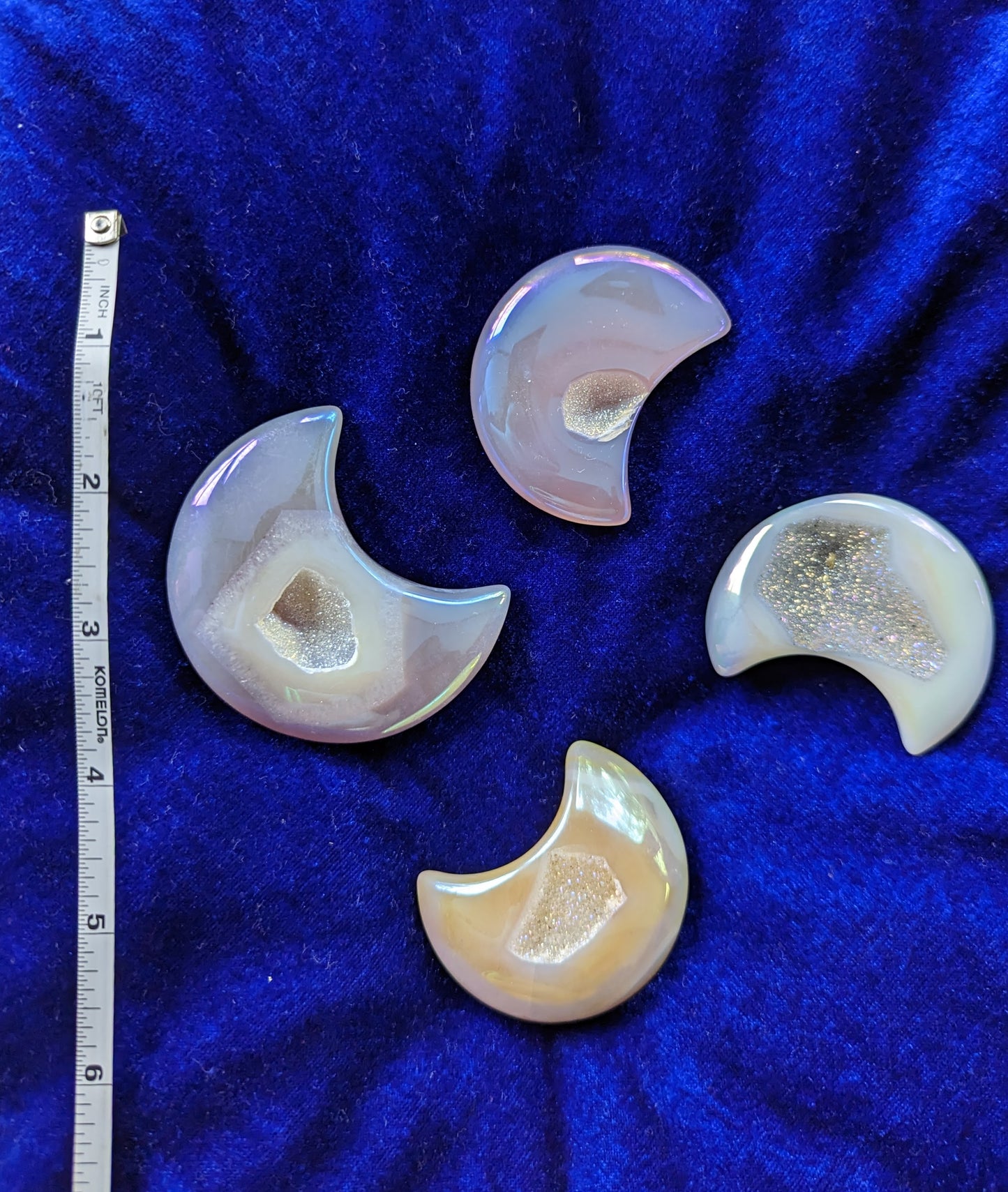 Aura Agate Druzy Moons